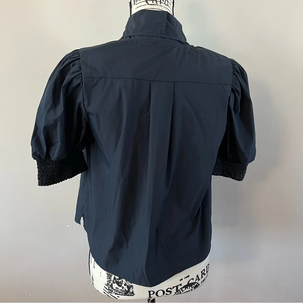 Cartolina Nantucket Peggy short sleeve blouse top Ladies size xs Navy blue - Picture 5 of 10